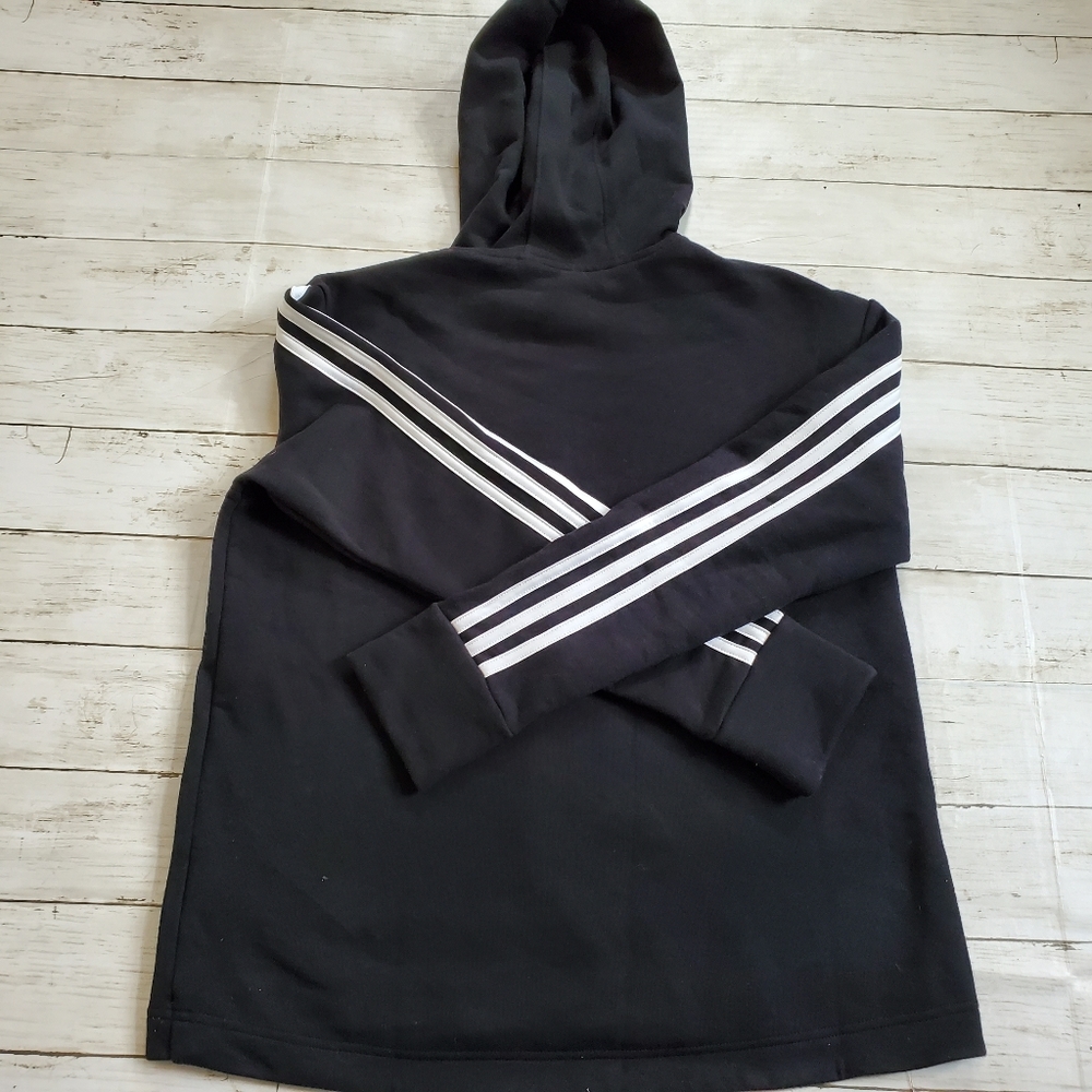 Adidas black hoodie‎ classic 3 white stripes size medium - Picture 4 of 5